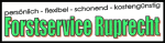 Logo mit Text: "Forstservice Ruprecht - persönlich, flexibel, schonend, kostengünstig".