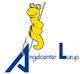 Logo mit gelbem Wurm am Angelhaken und Text "Angelcenter Lurup" in Blau.