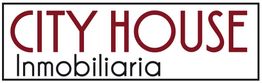 Logo de "City House Inmobiliaria" con letras rojas y negras en un marco rectangular.