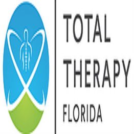 Logo of Total Therapy Florida with a blue and green icon of a human spine.