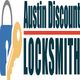 Lock and key logo with text: "Austin Discount Locksmith" in blue and orange.