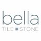 "bella tile and stone" logo with a decorative tile design between "tile" and "stone".