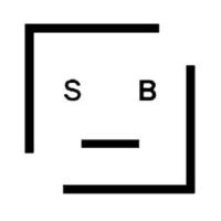 Abstract design with the letters "S" and "B" inside a square outline on a white background.