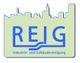Logo der REIG Industrie- und Gebäudereinigung mit Stadtsilhouette im Hintergrund.