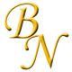 Letras estilizadas "B" y "N" en dorado sobre fondo blanco.