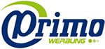 Logo mit dem Schriftzug "Primo Werbung" in blau und grün.