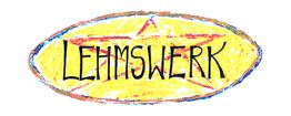 Gelbes ovales Logo mit schwarzem Text "LEHMSWERK" und rotem Stern im Hintergrund.