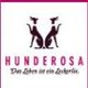 Zwei stilisierte Hunde neben "HUNDEROSA", darunter "Das Leben ist ein Leckerlie."
