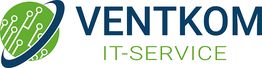 Logo mit grünem Globus und dem Text "VENTKOM IT-SERVICE" in blau und grün.