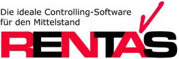 Logo von RENTAS, beworben als ideale Controlling-Software für den Mittelstand.