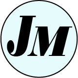 Stylized initials "JM" in bold within a light blue circle.