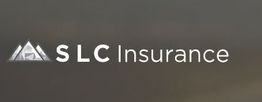 Logo with text: "SLC Insurance" next to a brushed metal mountain icon on a dark background.