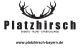 Logo mit Hirschgeweih, "Platzhirsch", darunter "Events - Filme - Stretchlimos", Website: platzhirsch-bayern.de.