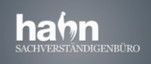 Textlogo: "hahn SACHVERSTÄNDIGENBÜRO" auf grauem Hintergrund.