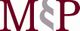 Logo mit Buchstaben "M&P" in dunkelrot und grau.