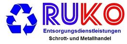 Logo von RUKO mit Recycling-Symbol. Text: Entsorgungsdienstleistungen, Schrott- und Metallhandel.