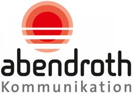Logo von "Abendroth Kommunikation" mit rotem Kreis und drei horizontalen Linien.