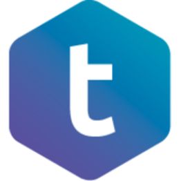 Blaues Sechseck-Logo mit kleinem weißen Kleinbuchstaben „t“ in der Mitte.