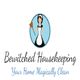 Logo: Cartoon maid in blue oval, text "Bewitched Housekeeping. Your Home Magically Clean."