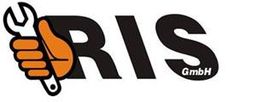 Logo der RIS GmbH: Eine orange Hand hält einen Schraubenschlüssel vor schwarzem Text.