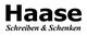 Schwarzer Text "Haase Schreiben & Schenken" auf weißem Hintergrund.