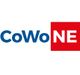 Logo mit blauem "CoWo" und rotem "NE" in einem roten Quadrat.