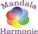 Bunte Kreise überlappen sich, bilden ein Mandala-Muster. Text: "Mandala Harmonie".