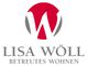 Rotes und graues Logo mit der Aufschrift "Lisa Wöll Betreutes Wohnen".