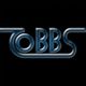 Logo mit dem Schriftzug "TOBBS" in futuristischem, blauem Stil auf schwarzem Hintergrund.