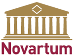Logo mit einem goldenen Tempel und dem Wort "Novartum" in roter Schrift darunter.