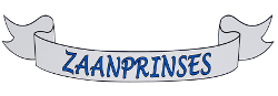 Een grijze banner met blauwe tekst: "Zaanprinses".