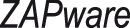 Schwarzer Text "ZAPware" auf weißem Hintergrund, mit dem "ZAP" in Großbuchstaben hervorgehoben.