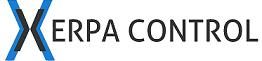 Logotipo con texto "XERPA CONTROL" en negro y azul.