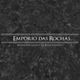 Fundo de mármore preto com o texto "Emporio das Rochas, Mármores, Granitos e Revestimentos".