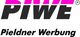 Logo mit Text "PIWE Pieldner Werbung" in schwarzer und pinker Schrift.