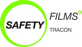 Grünes kreisförmiges Logo mit dem Text "Safety Films Tracon".