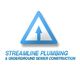 Blue triangle logo with an arrow pointing up, reading "Streamline Plumbing & Sewer Construction."