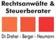 Logo: Rechtsanwälte & Steuerberater, Dr. Dreher - Berger - Neumann, drei orange-rote Quadrate.