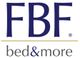 Logo mit blauem "FBF" und grauem "bed & more" Text auf weißem Hintergrund.
