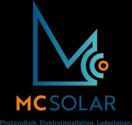 Logo von MC Solar, Text: Photovoltaik, Elektroinstallation, Ladestation.