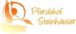 Logo mit einem Pferdekopf und der Schrift "Pferdehof Steinhauser" in orange.