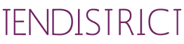 Texto "TENDISTRICT" en fuente moderna y color morado.