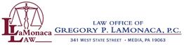LaMonaca Law Office logo with address: 341 West State Street, Media, PA 19063.