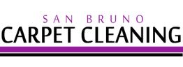 "Logo of San Bruno Carpet Cleaning with purple and black text and lines."