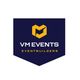 Logo van VM Events met gele letter "M" en tekst "Eventbuilders" op een donkerblauwe achtergrond.