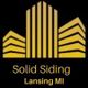 Yellow building logo with text: "Solid Siding Lansing MI" on black background.