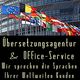 Flaggen und Text: "Übersetzungsagentur & Office-Service. Wir sprechen die Sprachen Ihrer Kunden."