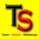 Logo mit den Buchstaben TS, gelber Hintergrund, Text: "Team - Streich - Webdesign".