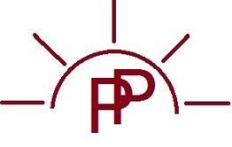 Logo: Zwei überlappende "P"s vor einem stilisierten Halbkreis mit Sonnenstrahlen in Rot.