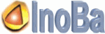 Logo mit gelbem Symbol links und blauem Text "InoBa" rechts.